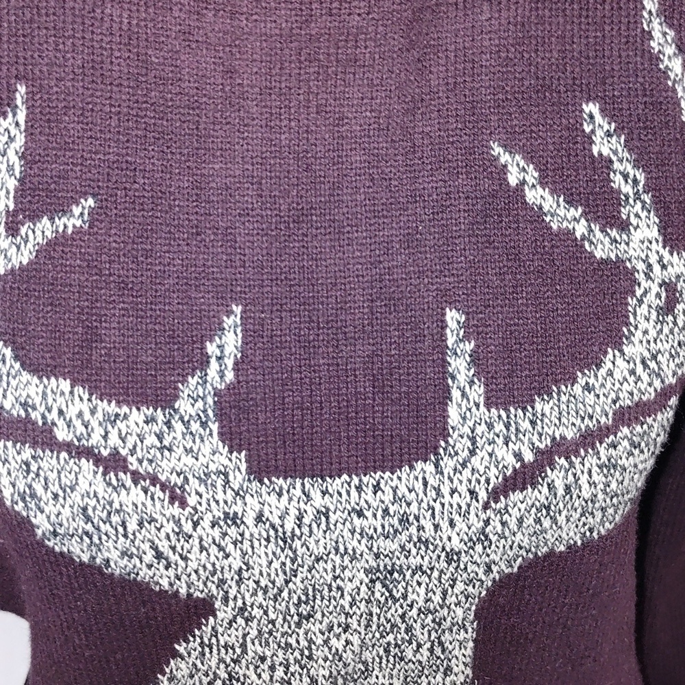 Urban Pipeline Men's Deer Knit Sweater Medium Burgundy Cotton Blend - Picture 2 of 9